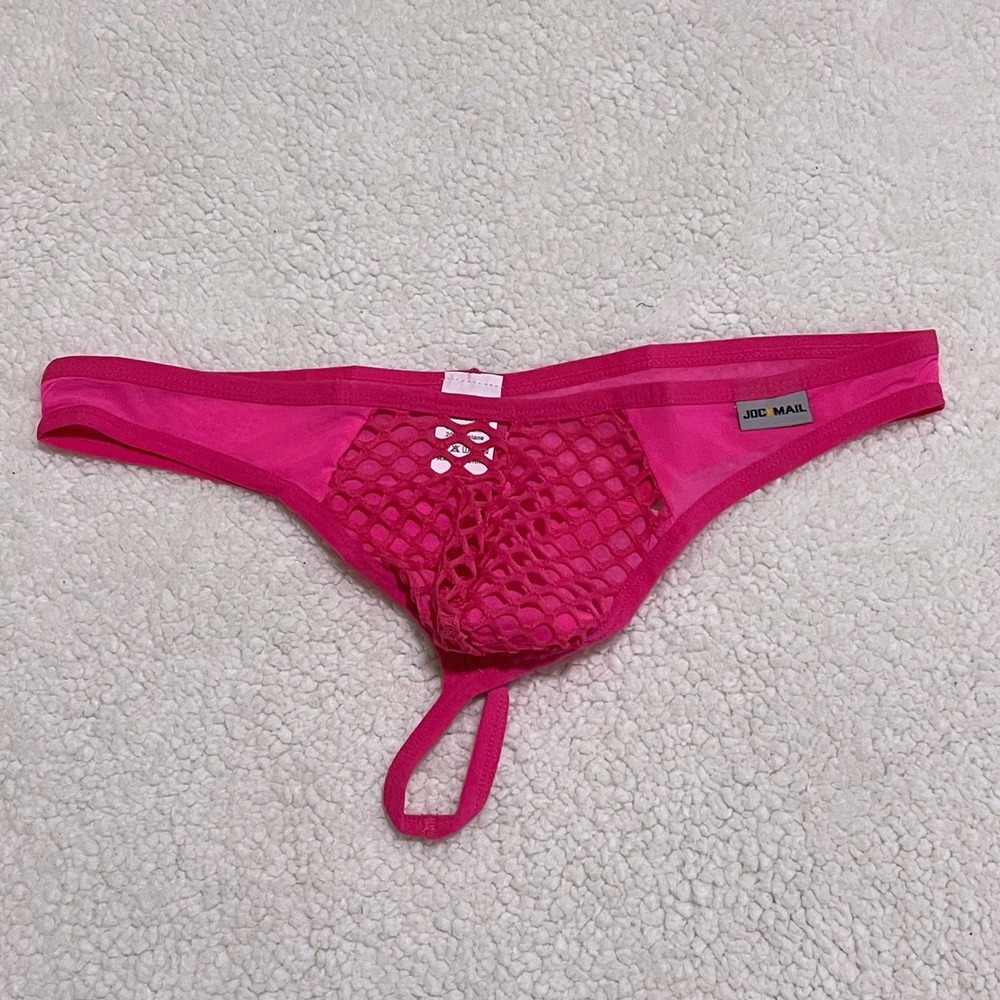 Jockmail Large (30-32) Fishnet Thong Rose Red Mesh Low Rise Underwear JM220 NEW - Picture 4 of 9